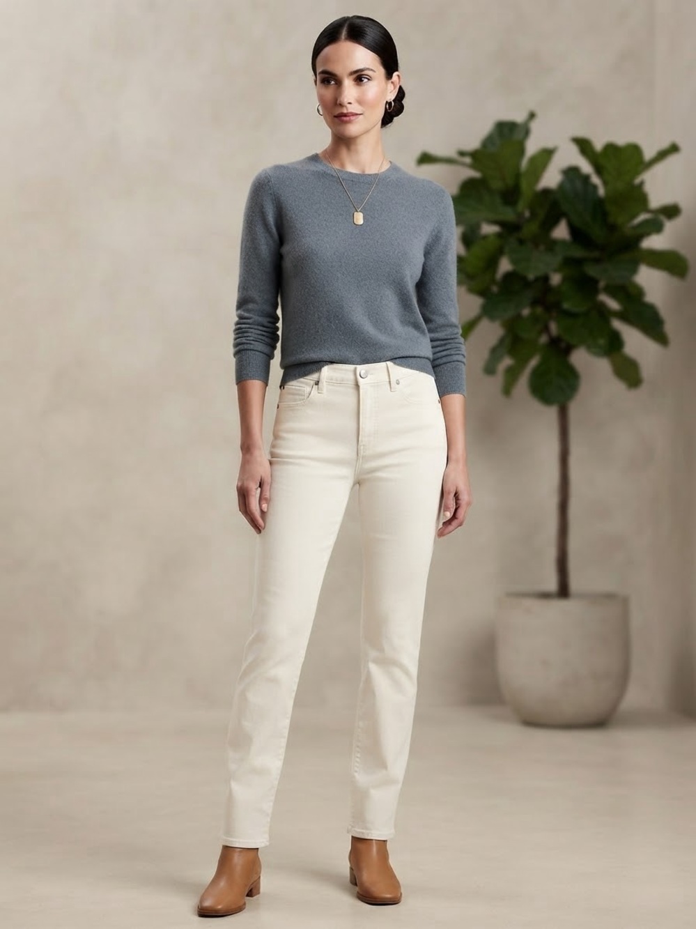 Talbots Straight-Leg Jeans in Cream